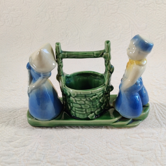 Vintage Ceramic Jack And Jill At The Wishing Well Flower Pot, Made In The USA - Picture 8 of 14